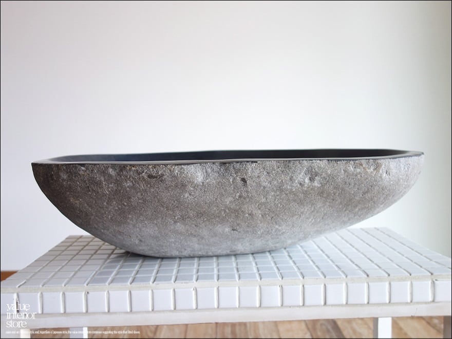 手洗鉢 自然石 洗面ボウルL-A94 洗面器 手洗いボウル 手洗い器 ウォッシュボウル 洗面資材 洗面材料 W56 x D43.5 x H14.5cm idawash