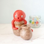 和紙インテリア『タコ with たこ壺』 ペンスタンド・一輪挿し