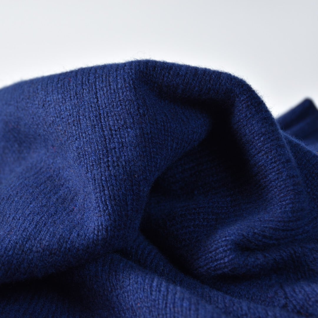 ARMEN アーメン  ラムウールポロネックラグランニット・ネイビー【送料無料】