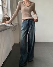 V-neck long sleeve slim inner Sweater T20132