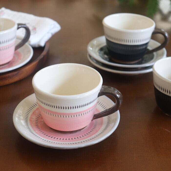 小石原焼 蔵人窯 色カップ＆ソーサー Koishiwara-yaki Colored cup and