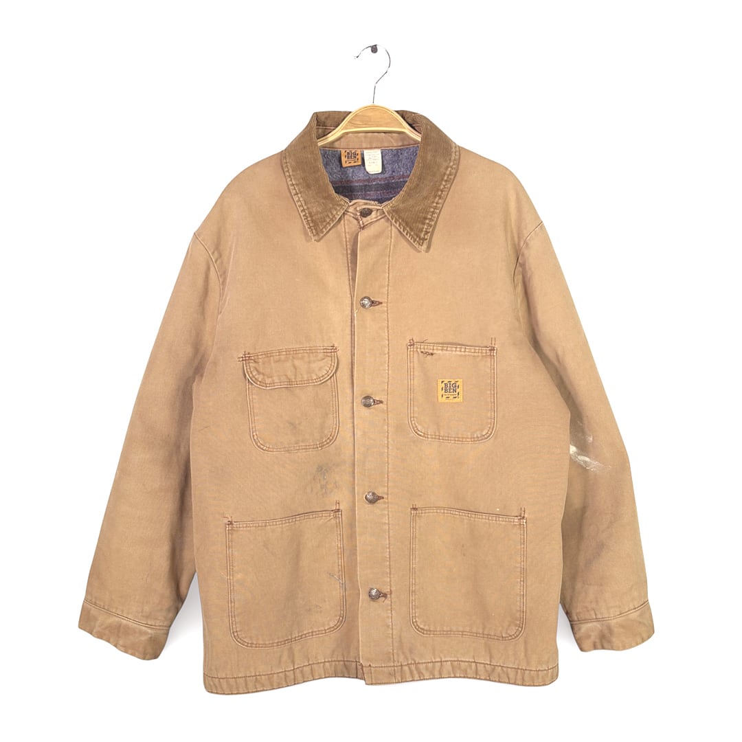 70s 80s ビッグベン ラングラー USA製 ヴィンテージ カバーオール ブラウンダック ワークジャケット ブランケット BIG BEN BY WRANGLER メンズXL相当 古着 DE0049