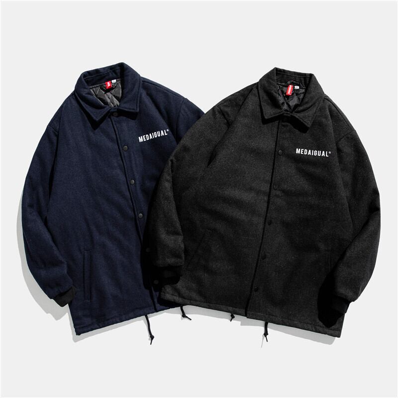 【新作】【送料無料】 Road Vintage Winter Style Back Simple Letter Print Lapel Drawstring Cotton Jacket Boys Oversize Top-Alibaba コットン ウィンター 冬物 ビンテージ hip6-16111288709562