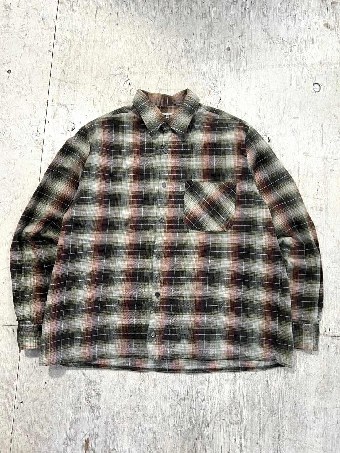 2000's box ombre check flannel shirt #H242