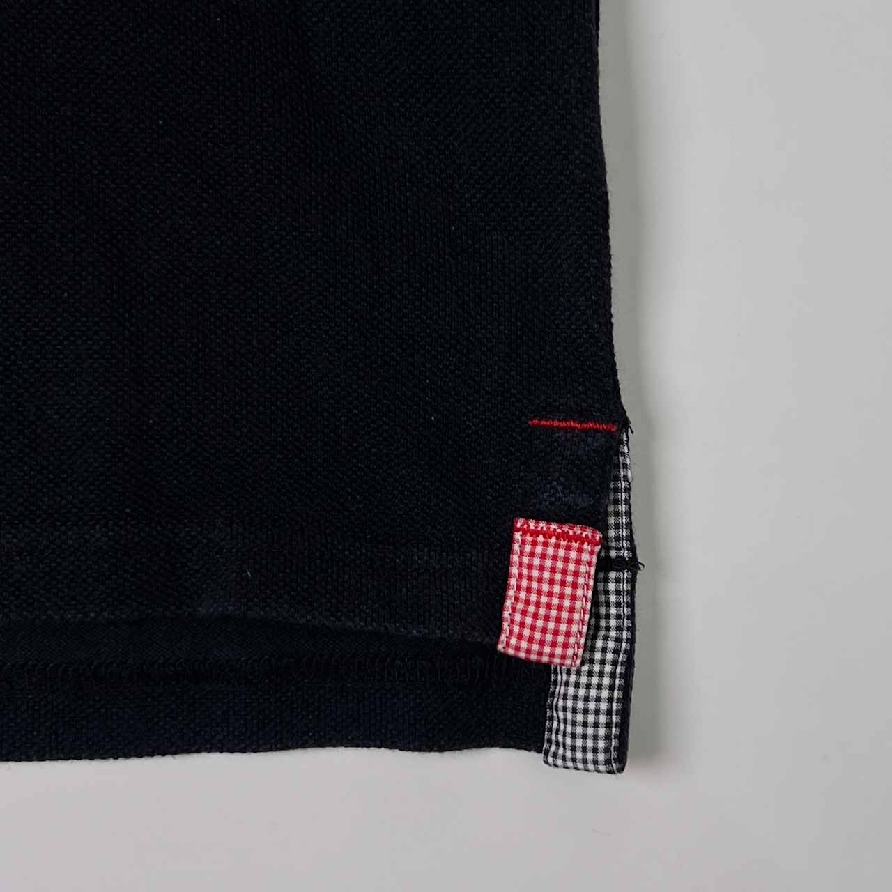 FRED PERRY フレッドペリー ワンポイント 切替チェック 鹿の子 半袖 ポロシャツ L/ブラック メンズ