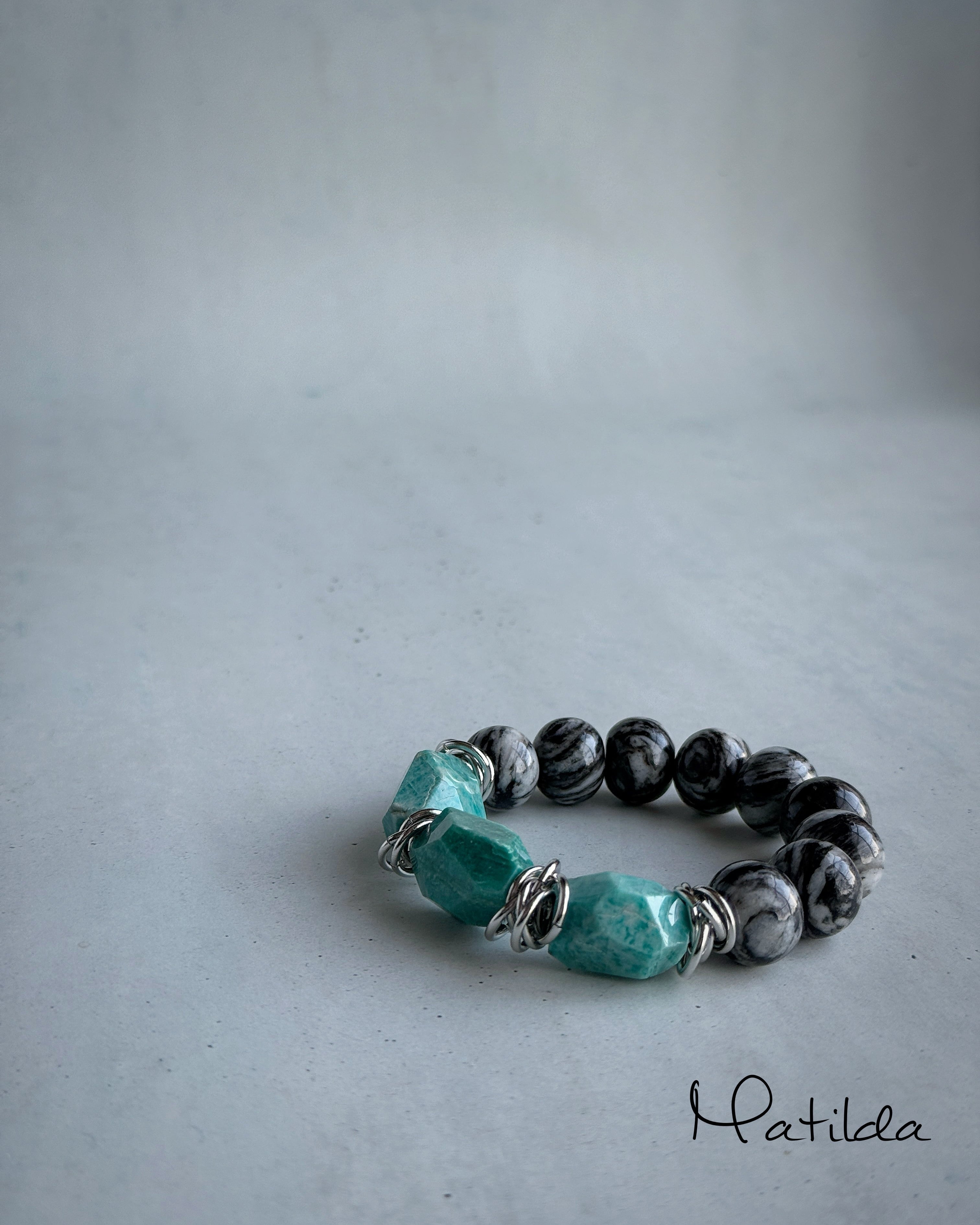 bicolor bracelet(アマゾナイト×ゼブラジャスパー)