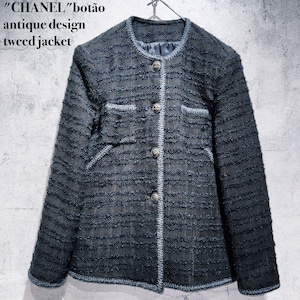 "CHANEL"botão antique design tweed jacket