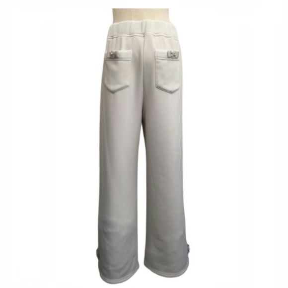 スーパービューティー パンツ リボン使い 裏起毛 ワイド 2524004