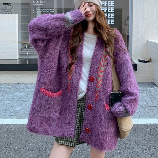 Stitch knit cardigan　B1295