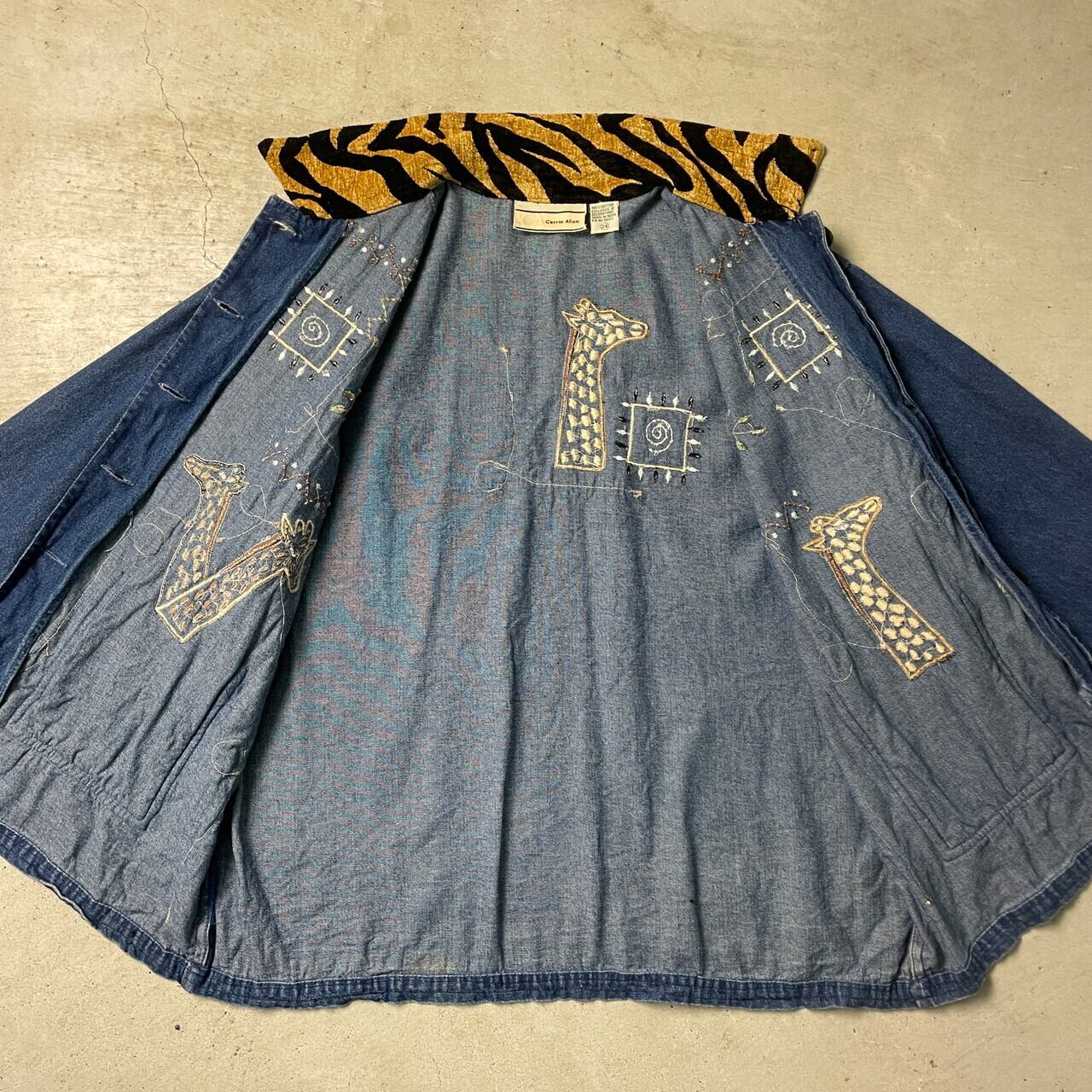 Carrie Allen デニムジャケット アニマル 刺繍 レディース Carrie Allen デニムジャケット アニマル 刺繍 レディース