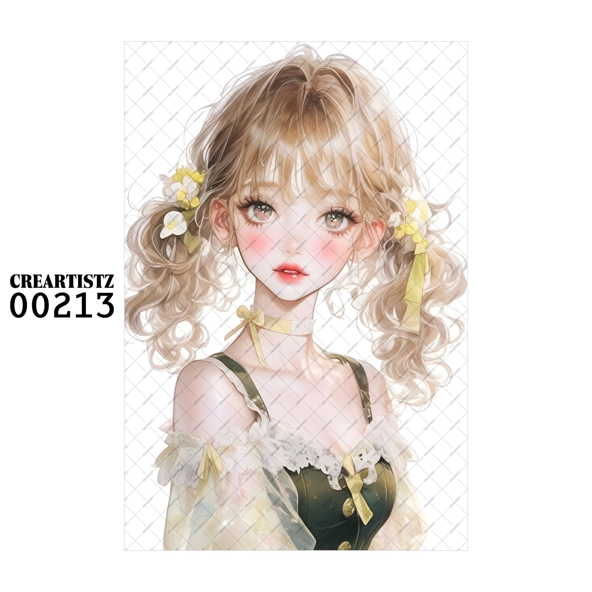 00213 ガール キュート オリジナル ペーパー/ステッカー 4枚セット CREARTISTZ