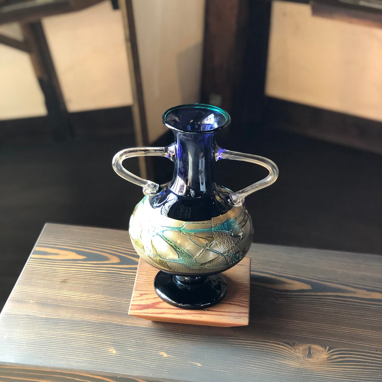 津軽びいどろ 花器（青） | 古材とアンティーク雑貨 はくたけ