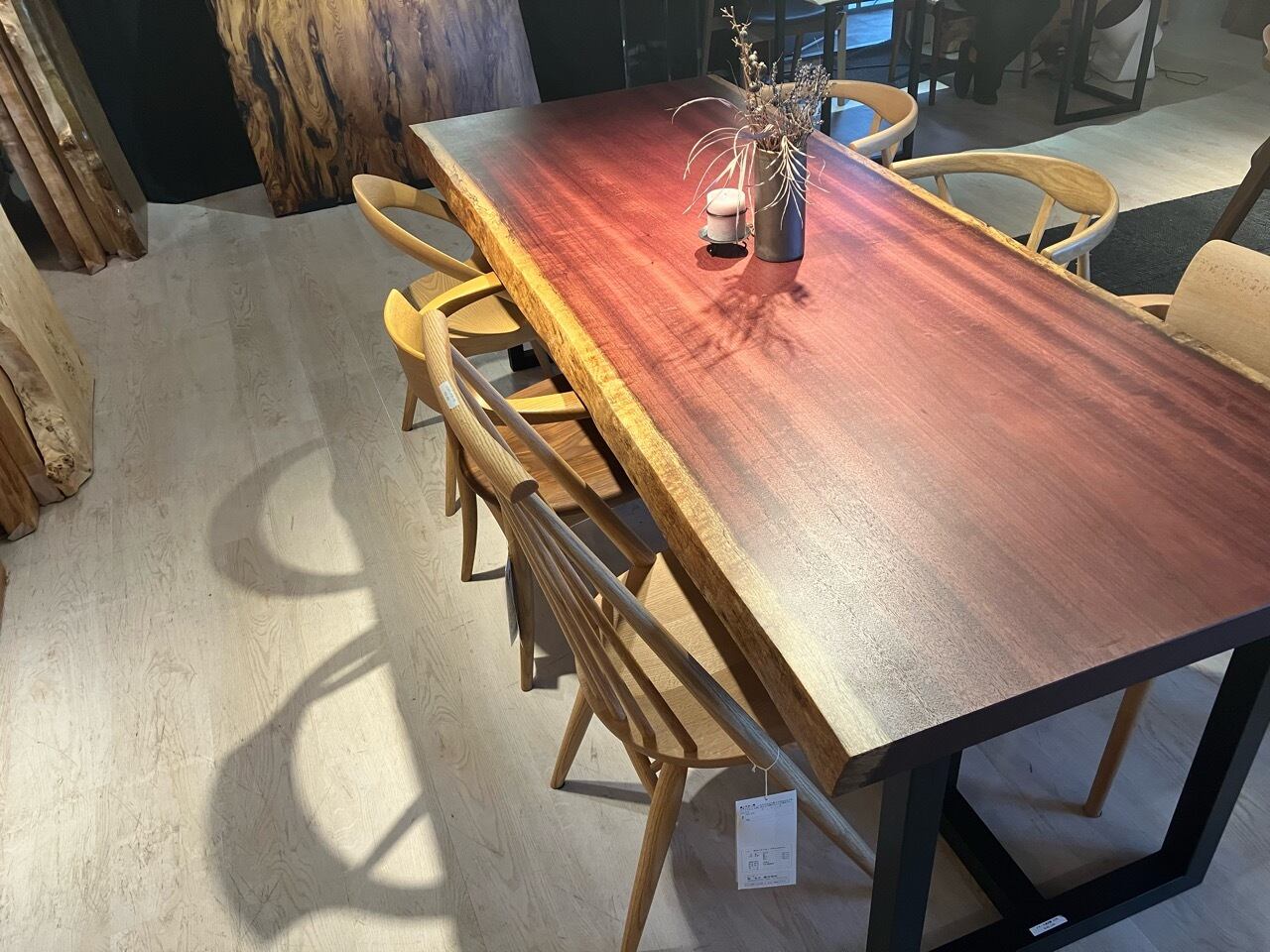 パープルハート　一枚板　コーヒーテーブル　テーブル　希少　激安 パープルハート_2500×1040-1060×48_浅草本店_テーブル天板/一枚板