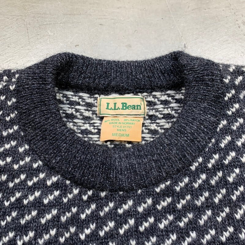 80's L.L.BEAN エルエルビーン バーズアイ ノルウェージャンセーター ウール レーヨン グレー グッドコンディション MEDIUM  ノルウェー製 希少 ヴィンテージ BA-1650 RM2069H | agito vintage powered by BASE