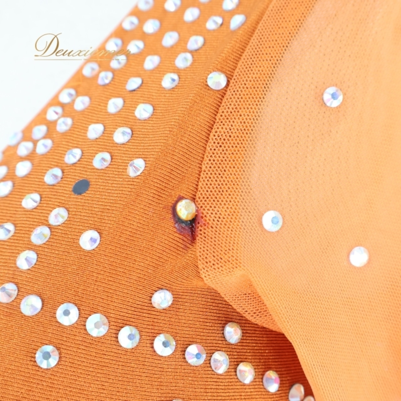 社交ダンス 衣装 スタンダードドレス ワンピース ドレス 茶色 黄色 フリル レース デモ 競技 ダンス パーティ 発表会 ブラウン系 イエロー系 華やか スカート ふんわり 明るめ 色味 競技用 発表用 大人用 女性用 フォーマル