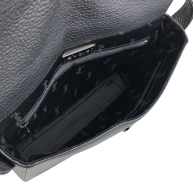 Yves Saint Laurent イヴ・サンローラン ショルダーバッグ ブラック ロゴ レザー ハート vintage ヴィンテージ オールド ex2z8n