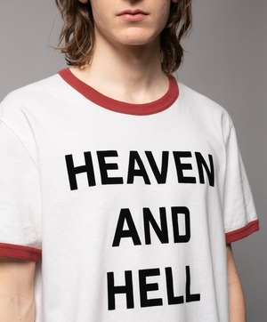 Nudie jeans ヌーディージーンズ  ROY HEVEN AND HELL WHITE 半袖プリントTEEシャツ　ホワイト
