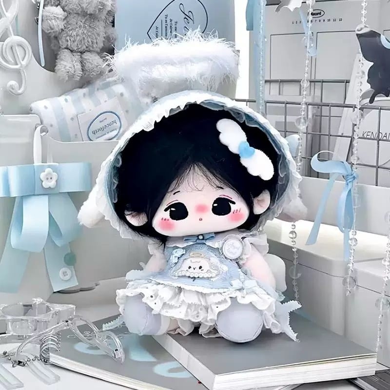 20cmぬい服】子羊ワンピの天使メイドコーデ 着せ替えぬいぐるみ 棉花