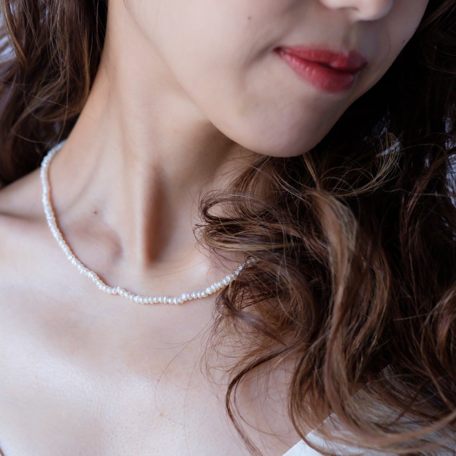 N-012 ウェディング アクセサリー【バロック パール ネックレス 3mm