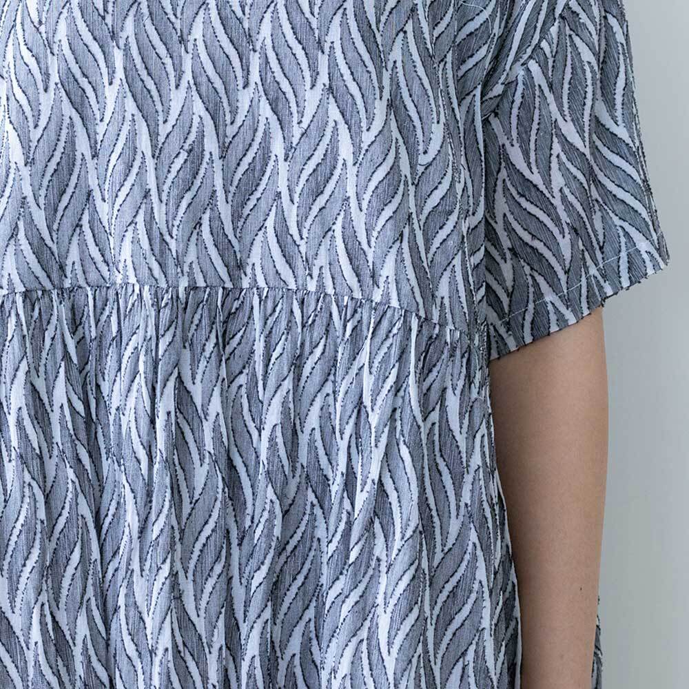 mizuiro ind カットジャガードクルーネックギャザーワンピース | LASQ