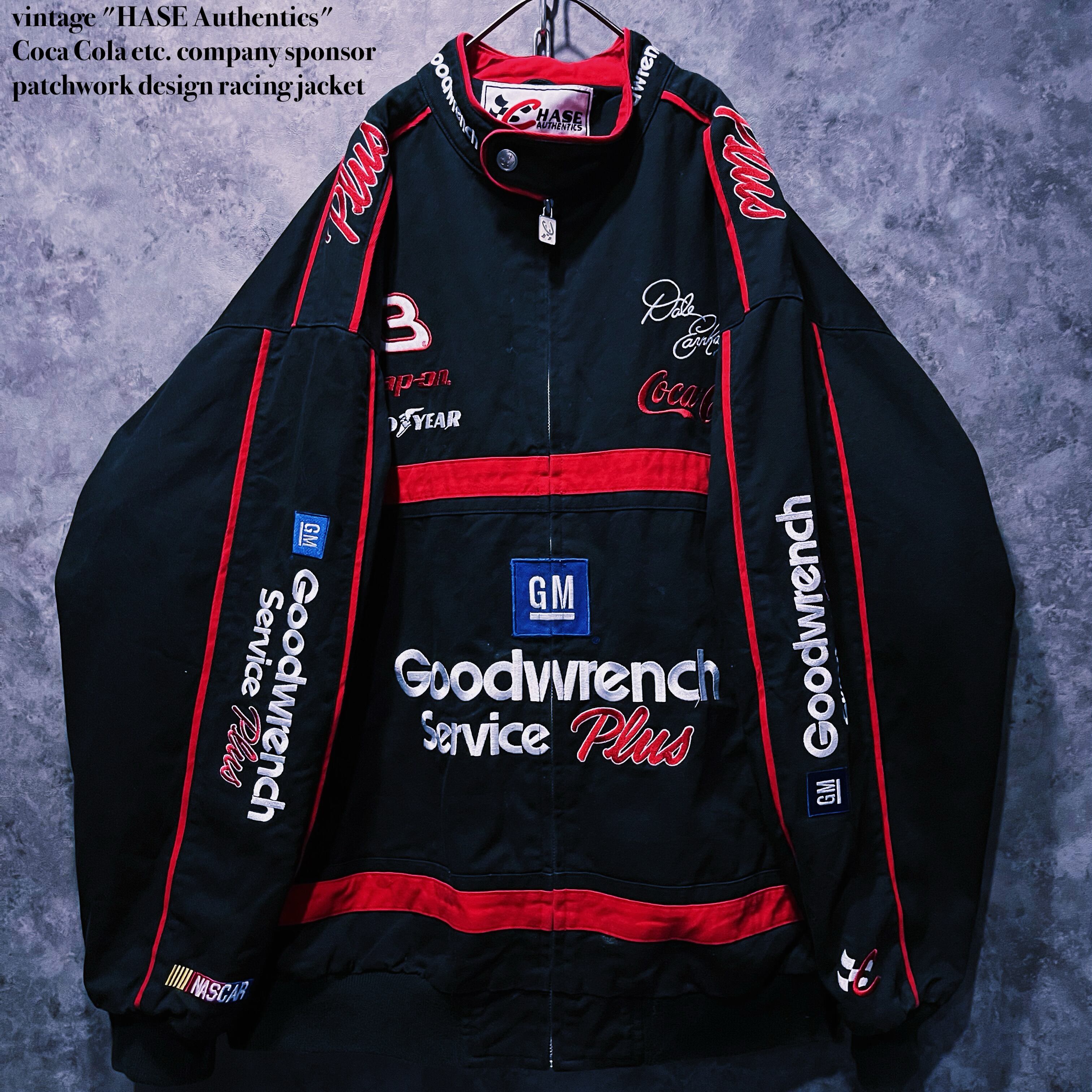 【doppio】vintage "HASE Authentics" Coca Cola etc. company sponsor patchwork design racing jacket