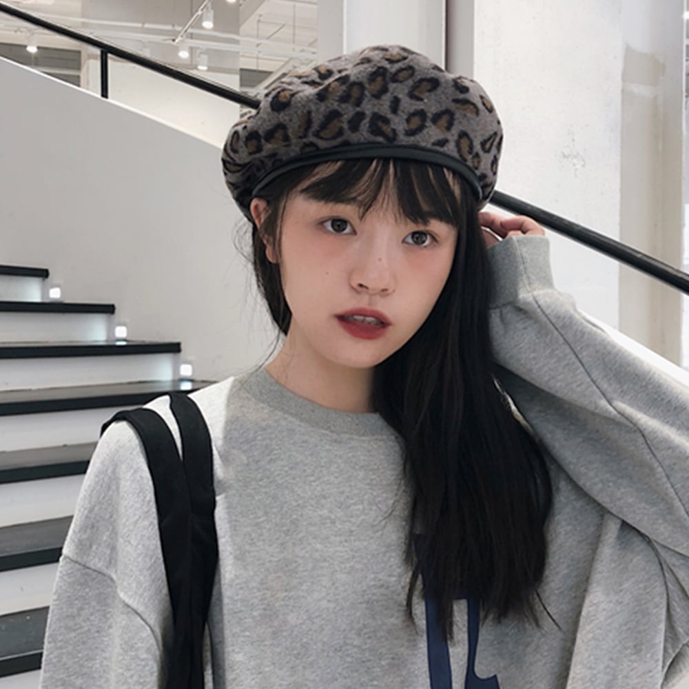 X-girl レオパード ベレー帽 - ハンチング