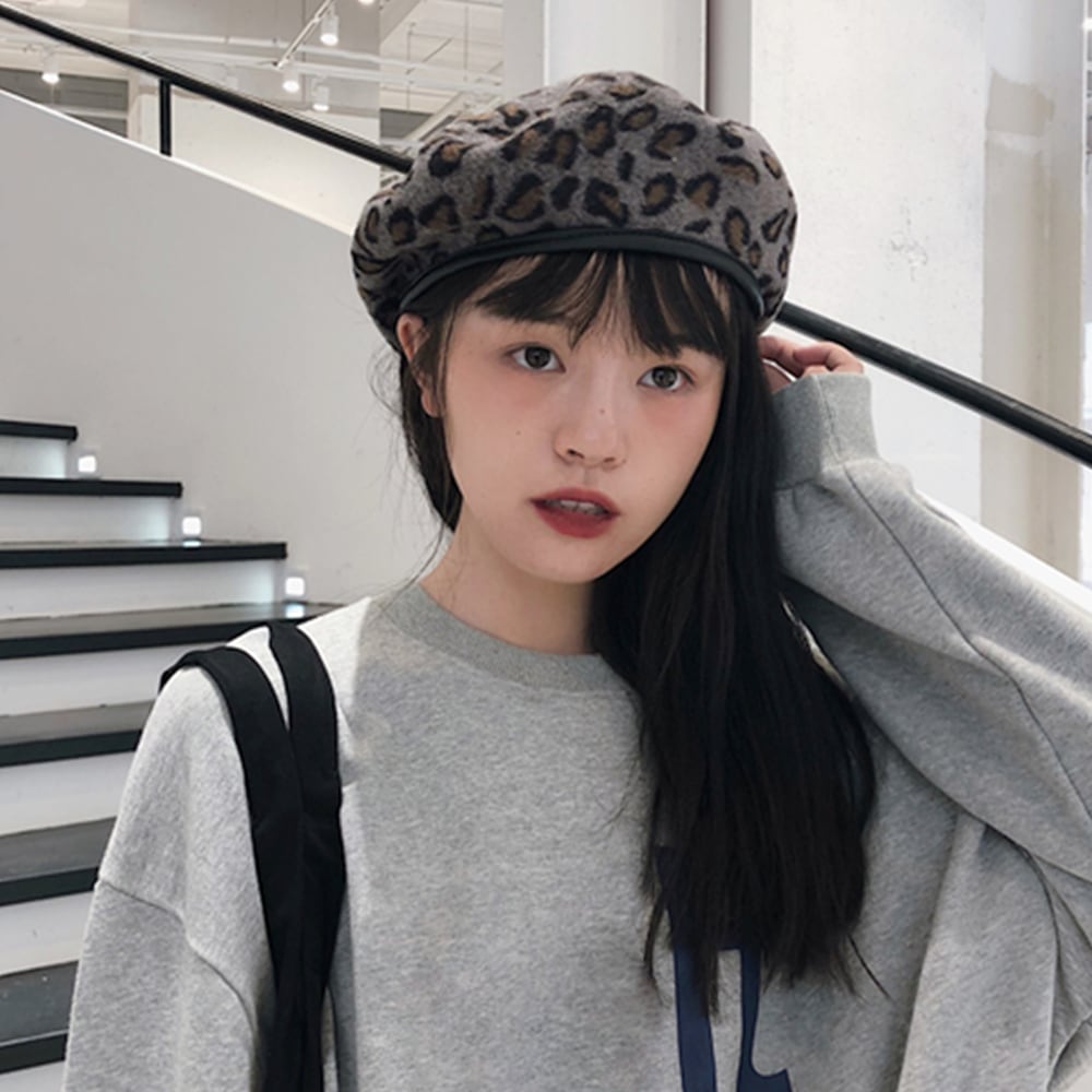 ラスト一点！新品未使用】ヒョウ柄☆レオパード柄 ベレー帽 ふわふわ 