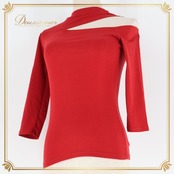 社交ダンス 衣装 トップス ブラウス レッド系 DANCEBABY 赤 無地 特徴的 パーティ 発表会 レッスン 練習着 伸縮 ストレッチ 衣装用トップス 社交ダンスレッスン着 レッスンウェア 練習用トップス ストレッチ素材  フォーマルダンス パーティ衣装 発表会衣装 ダンスウエア 女性用 上品 おしゃれ シンプル 無地トップス