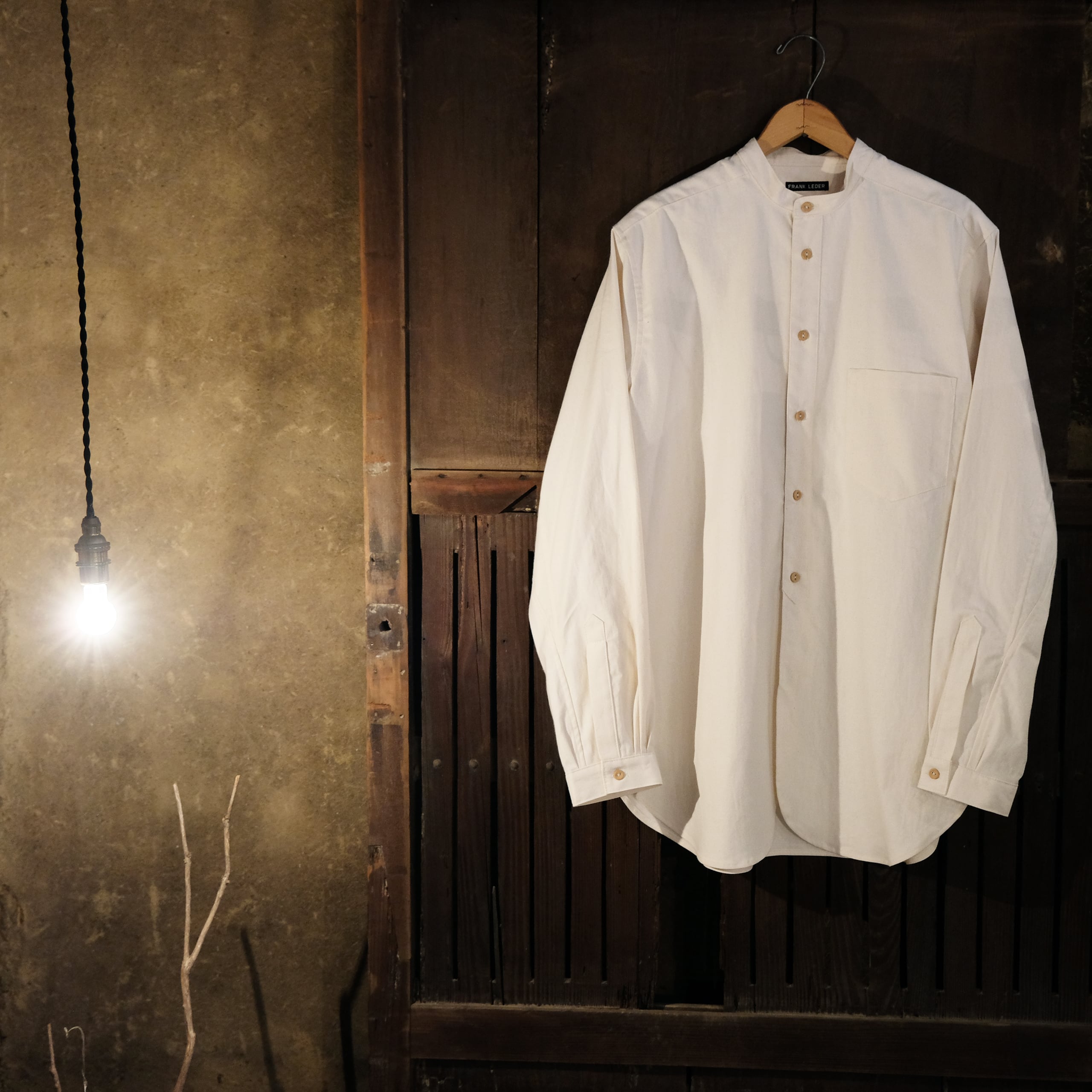 FRANK LEDER フランクリーダー 60's VINTAGE BEDSHEET OLD STYLE STAND COLLAR SHIRT NATURAL