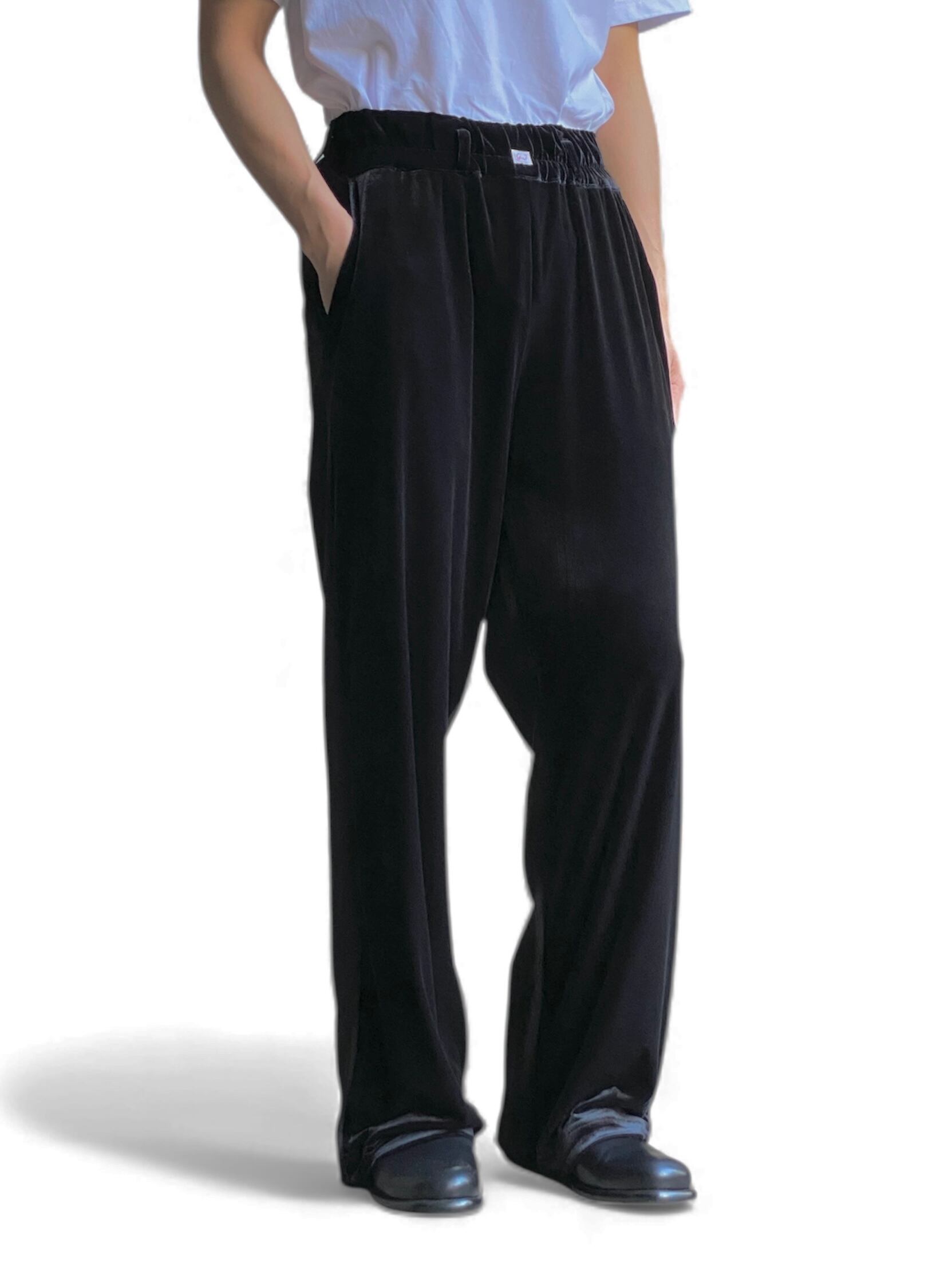 GEN IZAWA / Velours & sweat switch pants (black) | TUNAGI JAPAN