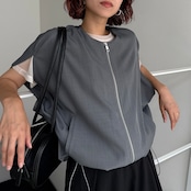 フロントジッパードレープvest/グレー