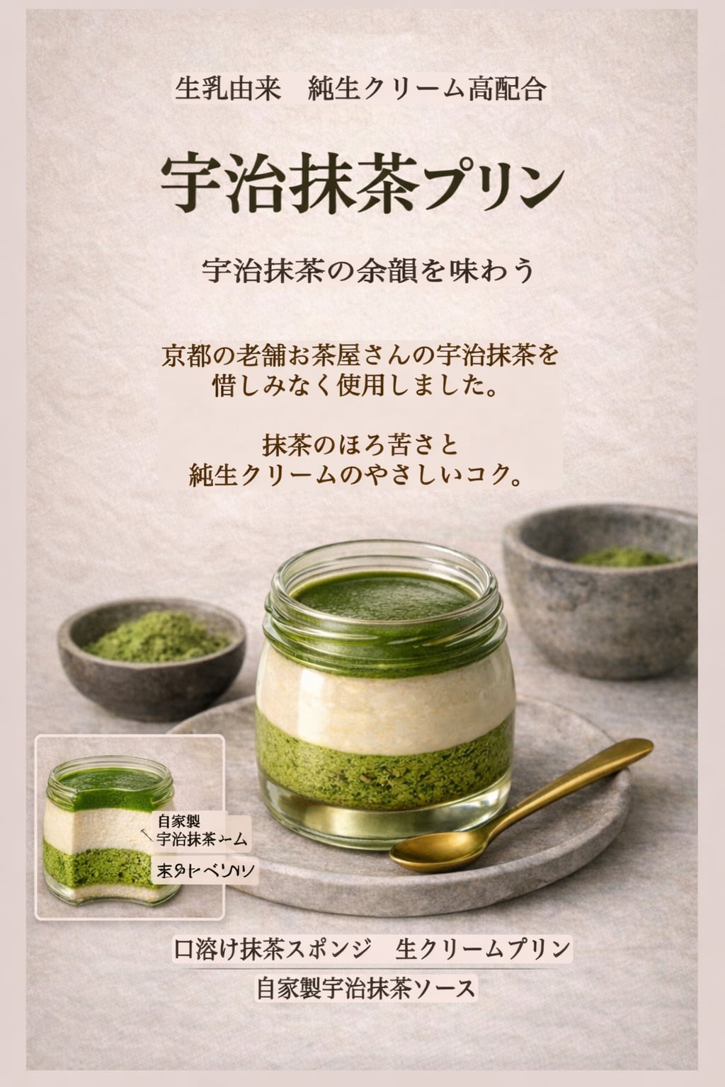 ３層の贅沢【抹茶プヂン】　6個セット