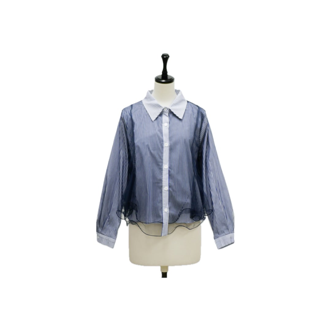 Airy tulle docking blouse