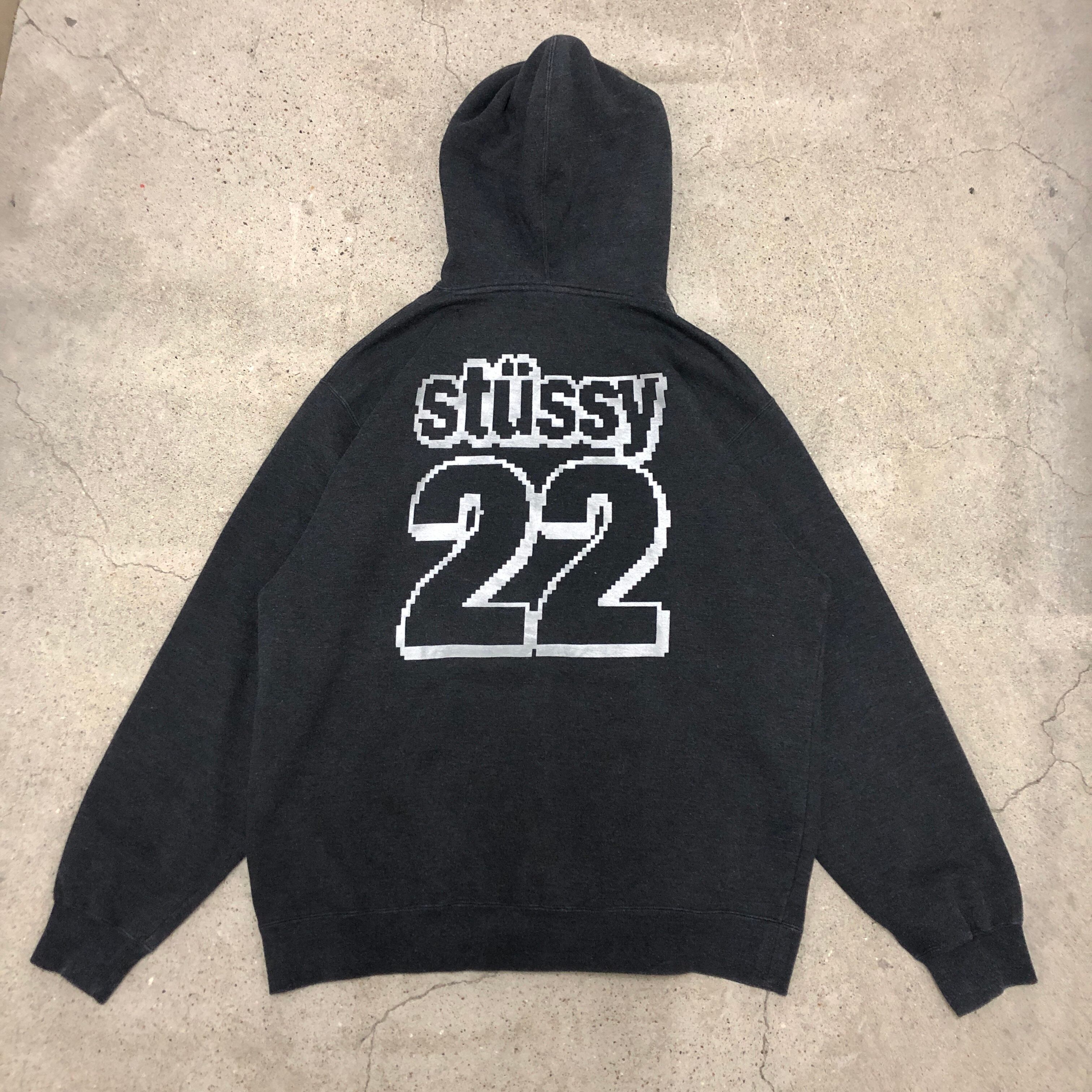 00s OLD STUSSY ストックロゴskate print Hoodie Stussy Japan Black Logo Print Hoodie Skate Chapter Lightly Used