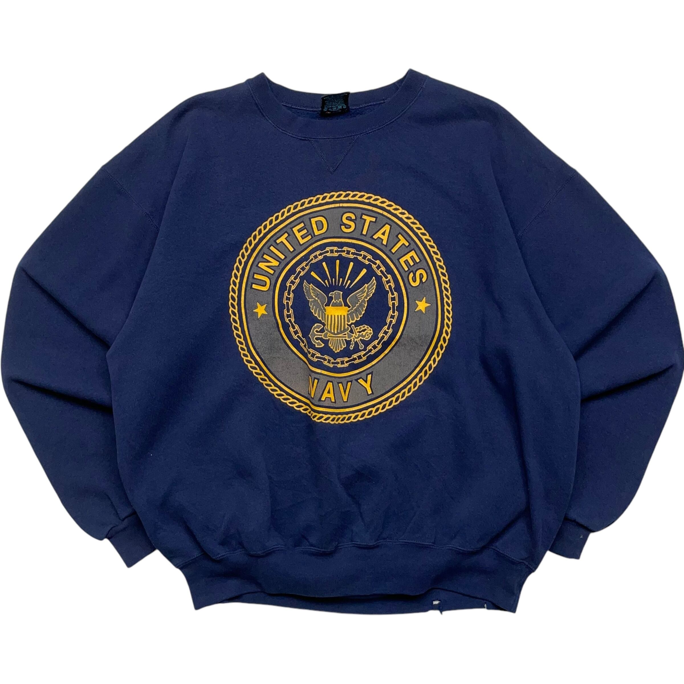 《XL》SOFFE ソフィー U.S.NAVY アメリカ海軍 プリント スウェット USA製 90年代 vintage ネイビー no.4646