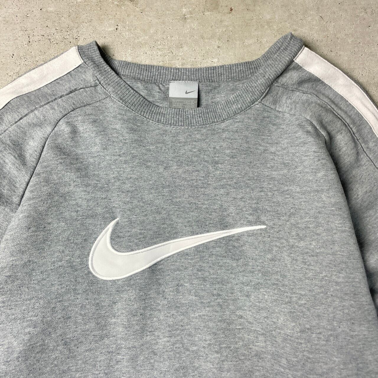 00s Y2K NIKE ナイキ メッシュ切り替え長袖Tシャツ ロンT グレー 00年代 NIKE ナイキ ビッグロゴ サイドライン スウェットシャツ メンズ