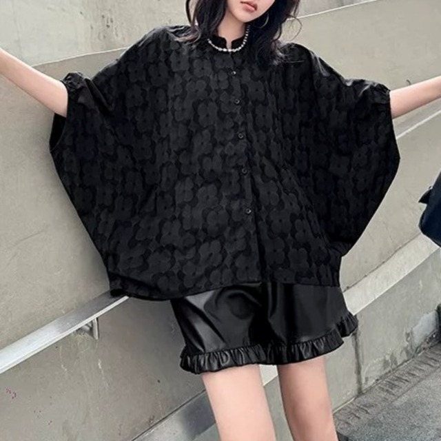 Dolman Sleeve Jacquard Shirt 01442