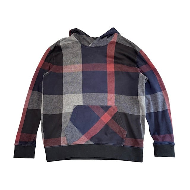 古着 ブラックレーベル クレストブリッジ パーカー クリーニング済み フーディ チェック総柄 メンズ Lサイズ