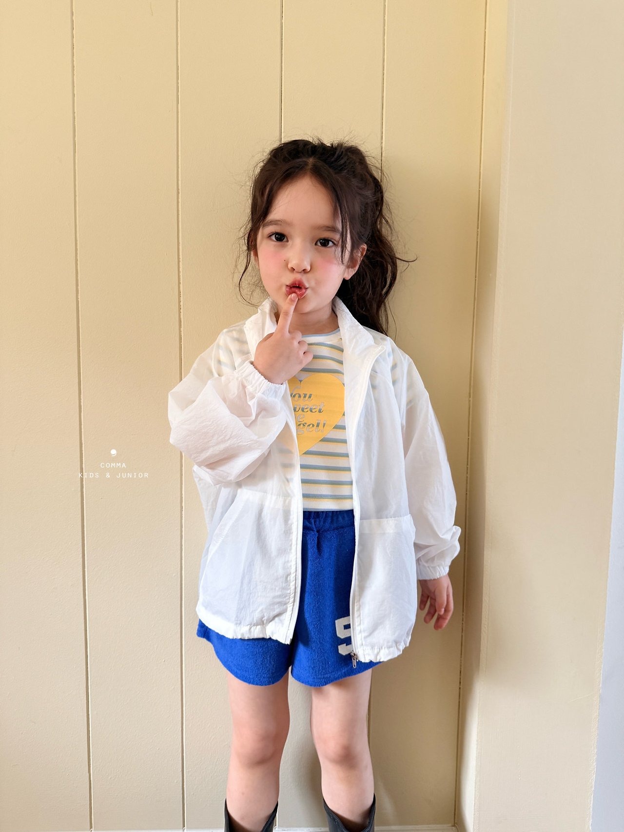 [COMMA] Striped Heart Tee / [콤마] 단가라하트티