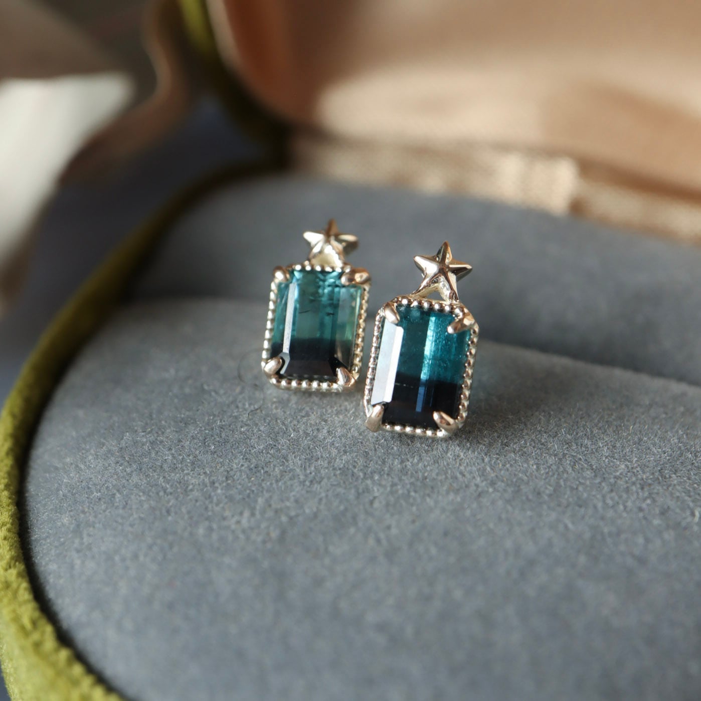 夜空色 バイカラートルマリン ピアス / K10YG【1点限り】 | DoubleMoon