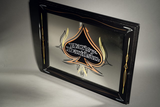Official Harley Davidson Ace Of Spade Pinstripe Wall Decor Vintage Mirror Sign