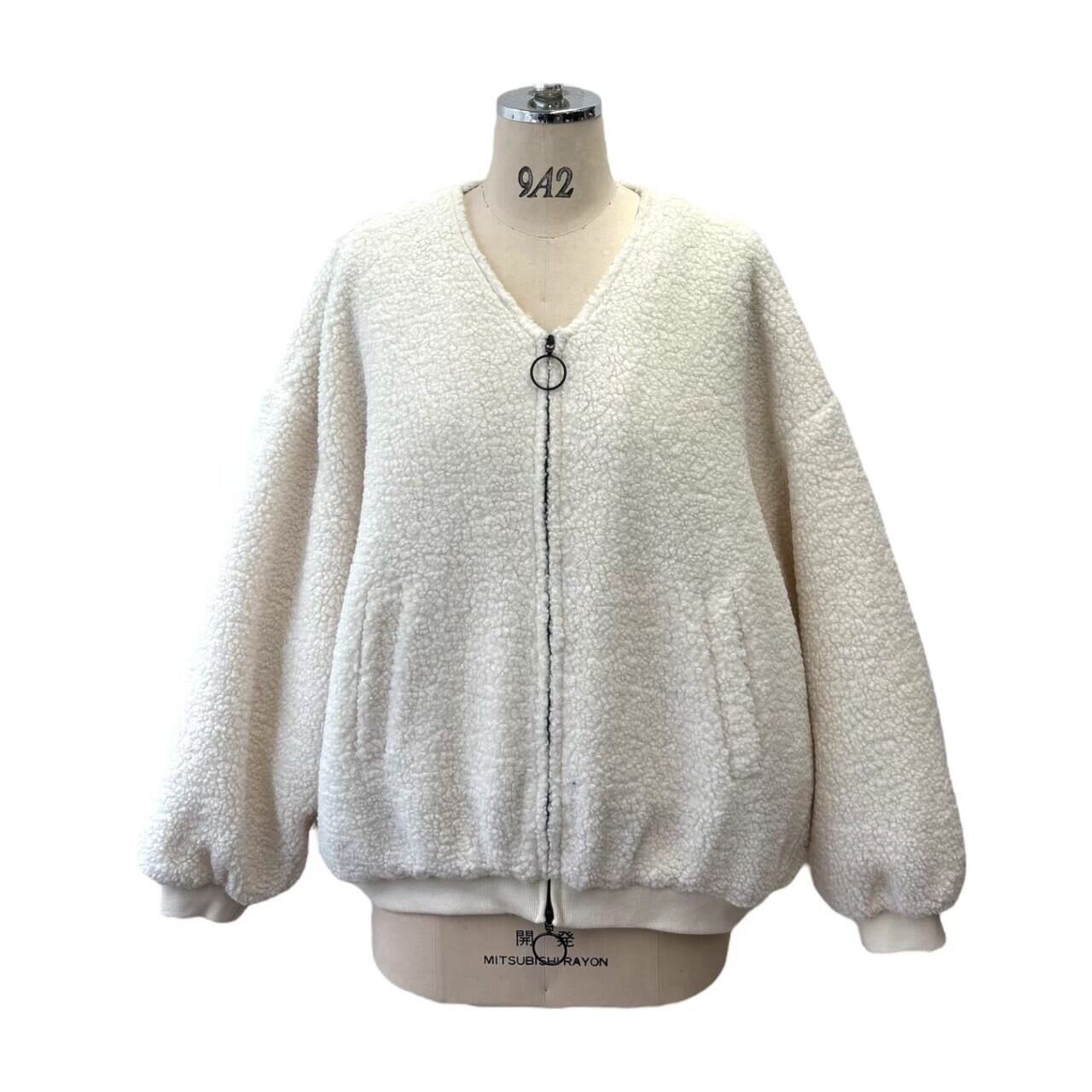 ayane バックロゴ刺繍ボアブルゾン ayane アヤン】バックロゴ刺繍ボアブルゾン | otwostore