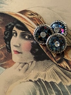 13mm Japanese ヴィンテージボタン レトロ マルチカラー×シルバー ホログラム ストーン アクセサリーパーツ