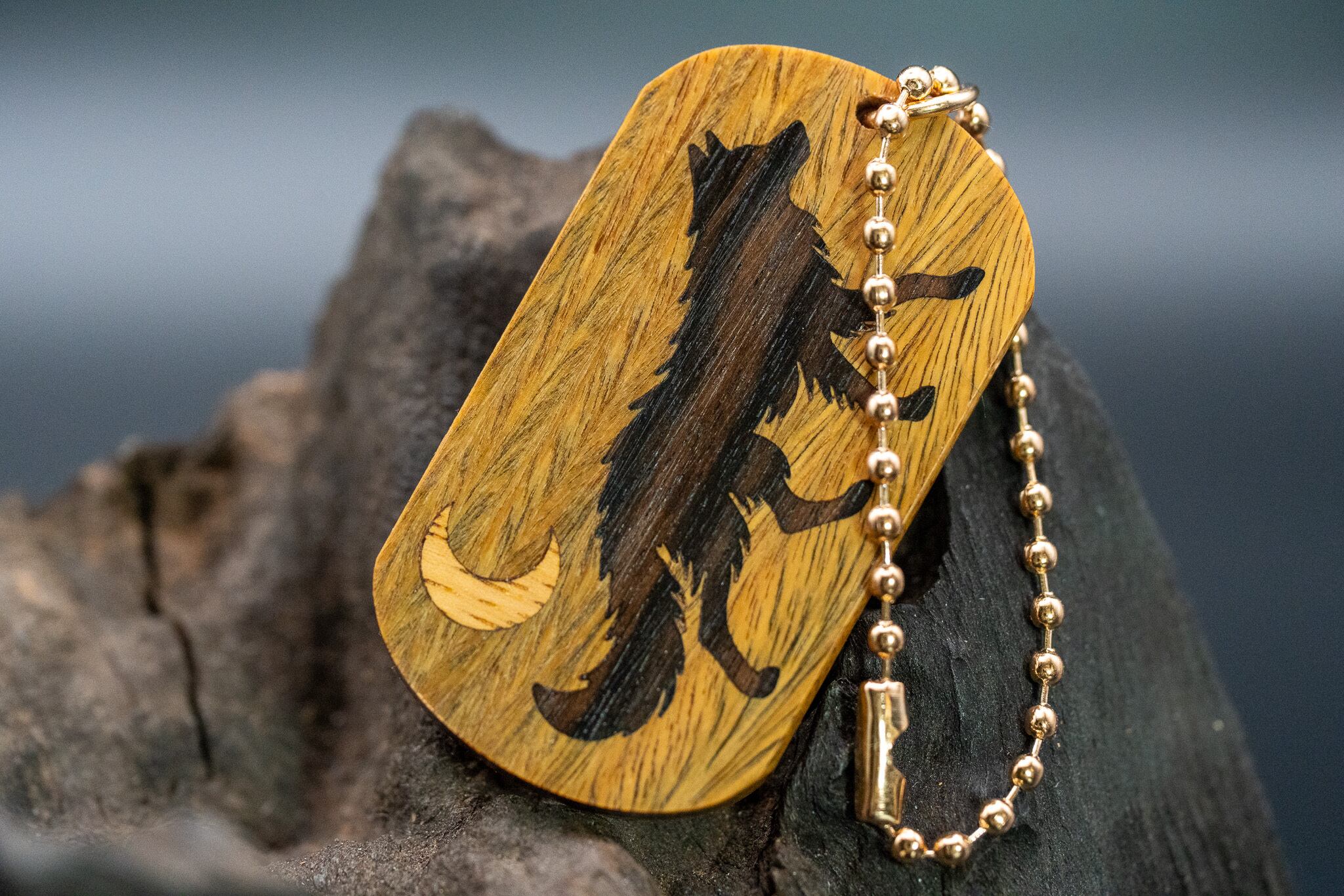 【翡翠の木】パロサント ドッグタグ 象嵌 闊歩