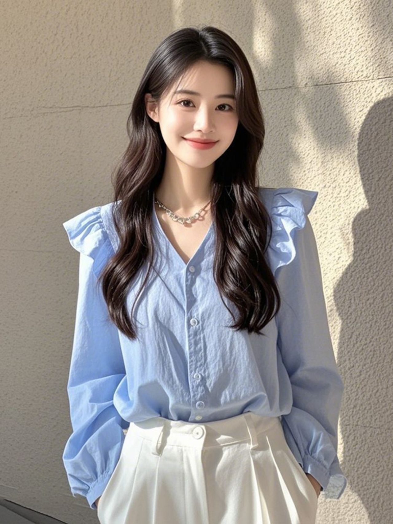 ショルダーフリルブラウス D1294