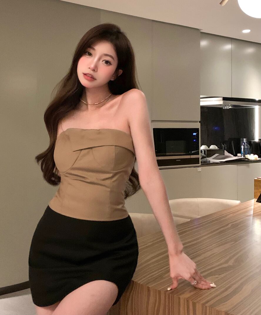 トップス サマーショートストラップ ブラ 夏物 ピュア ブラックストロベリース81294082695