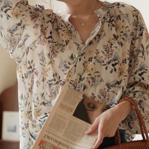 花柄シフォンルーズブラウス W00446