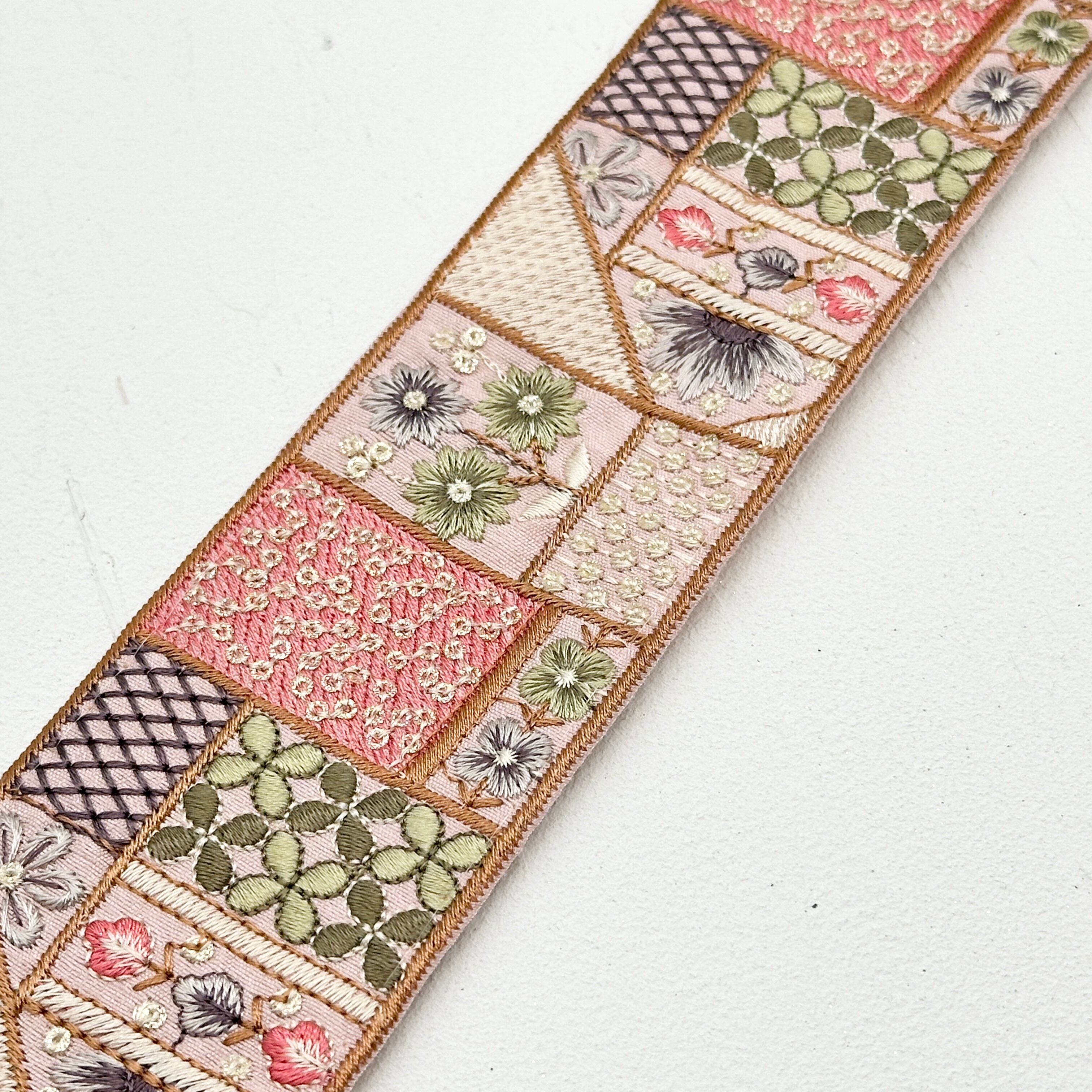 ペタルパッチワーク [ピンク］インド刺繍リボン 1434 | インド刺繍