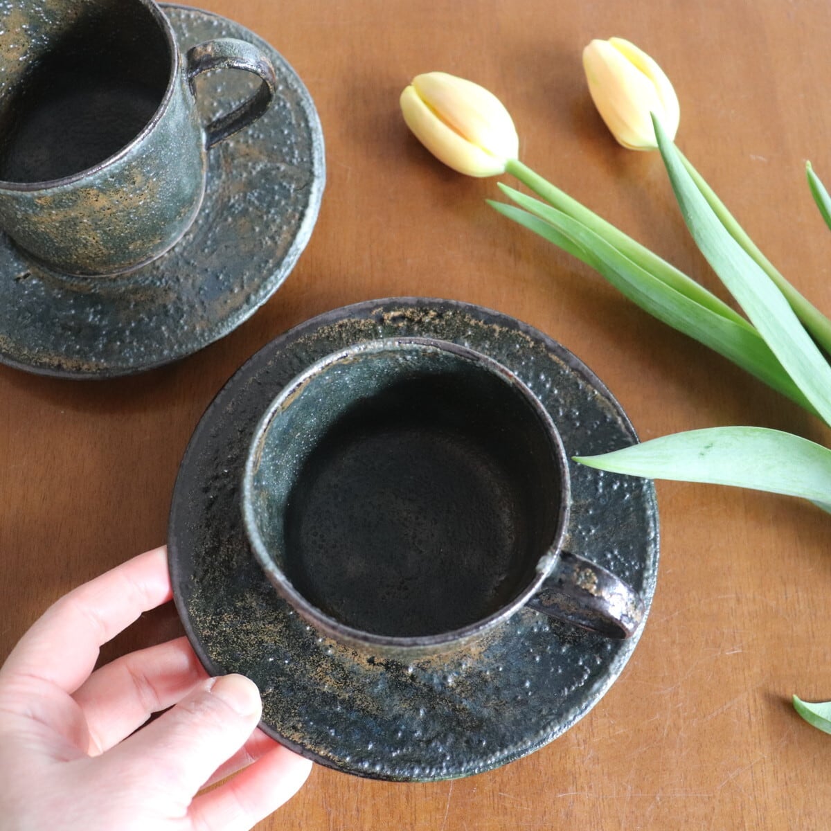 益子焼 健一窯 カップ＆ソーサー Mashiko-yaki Cup and saucer #222