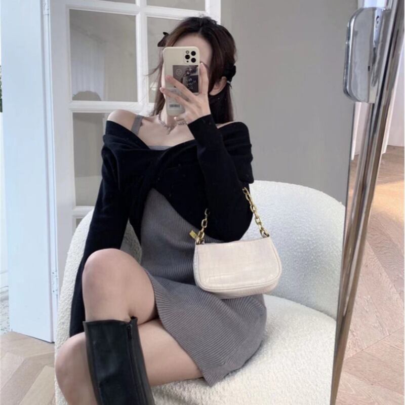 ドレス ウェストスカート スプリングスタイル 春物 ブラックストロベリース53741596424